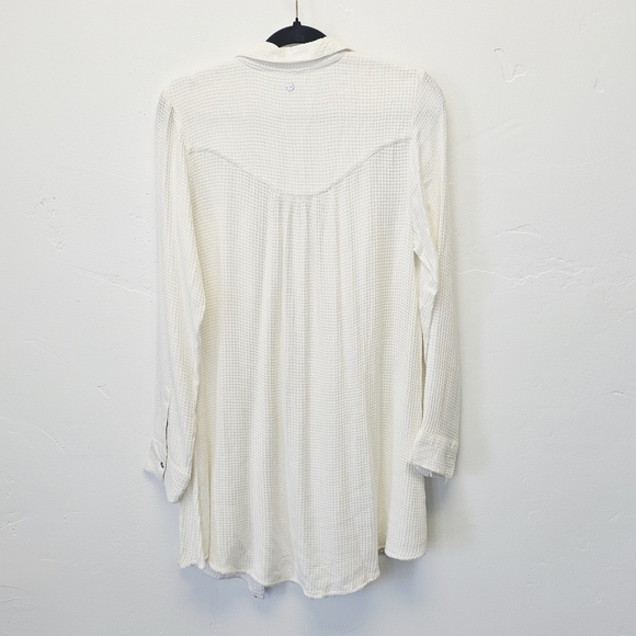 Rip Curl Ava Waffle Knit Button Down Women's Ivory Summer Shirt Dress Size M - Picture 6 of 6